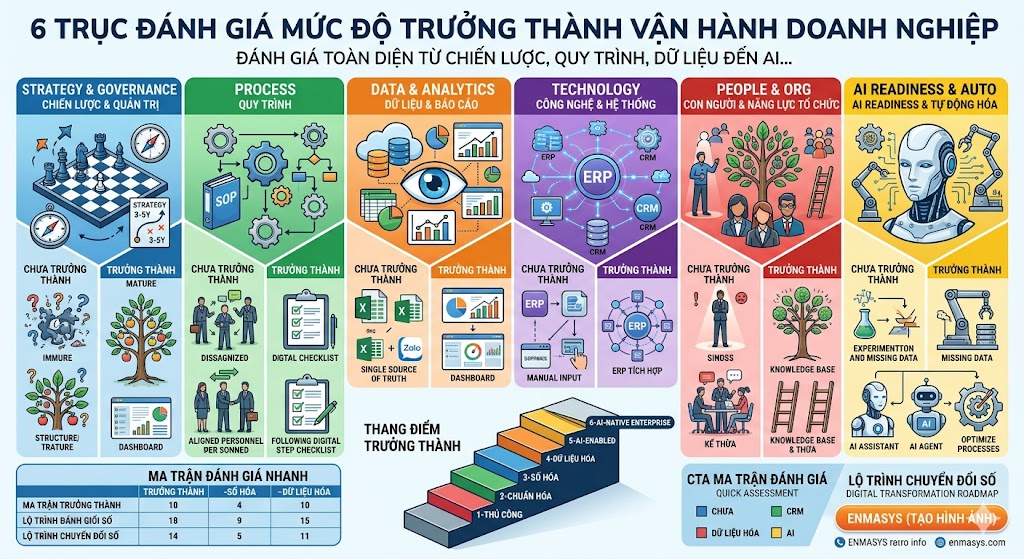 6 trục đánh giá mức độ trưởng thành vận hành doanh nghiệp
